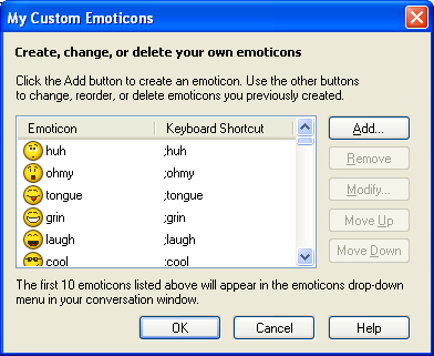 emoticon dialog