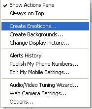 Emoticons menu