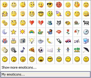 MSN Emoticons: MSN Custom Emoticons Dropdown Emoticon Menu