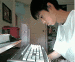Banging Head on Keyboard animated emoticon