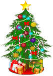 Xmas tree with presents animated emoticon