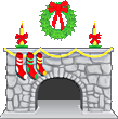 Santa in Fireplace animated emoticon