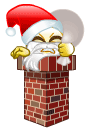 Santa stuck in chimney animated emoticon
