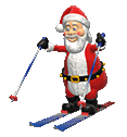 Skiing Santa emoticon (Christmas Emoticons)