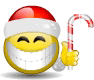 Smiley with Candy Cane emoticon (Christmas Emoticons)