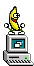 Banana on Computer animated emoticon