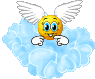 Angel in clouds blowing a kiss animated emoticon