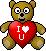 I Love U teddy bear smiley (I Love You emoticons)