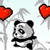 Panda in love animated emoticon