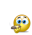 Smiley face with cigar animated emoticon