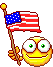 Smiley waving US flag emoticon (4th of July emoticons)