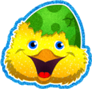 Chick with Green Eggshell animated emoticon