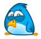 Cute Blue Bird Crying smiley (Bird emoticons)