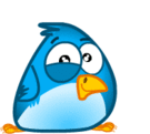 Cute Blue Bird waving emoticon (Bird emoticons)
