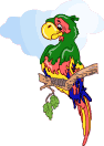 Smiley with parrot emoticon (Bird emoticons)