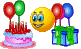 Birthday present and cake animated emoticon