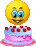 Eating birthday cake animated emoticon