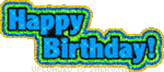 Happy Birthday in Blue emoticon (Birthday Emoticons)
