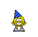 Smiley says Happy Birthday animated emoticon