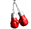 smiley of hanging boxing gloves