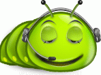 A Bug with Headphones emoticon (Bug and insect emoticons)