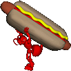 Ant Stealing Hotdog emoticon (Bug and insect emoticons)