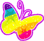 Rainbow Colors Glitter Butterfly emoticon (Bug and insect emoticons)