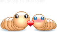 two worms in love emoticon