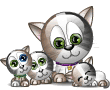 Cat with kittens emoticon (Cat emoticons)