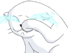 Fluffy White Cat Crying animated emoticon