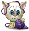 Kitty with yarn animated emoticon