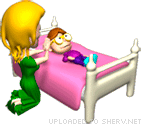 Mother Praying with Daughter in Bed animated emoticon