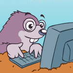 icon of cute mole computer geek