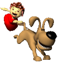 Dog walking the owner animated emoticon