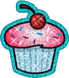 Glitter Cupcake with Cherry animated emoticon