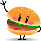 Hamburger waving hello animated emoticon