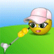 Girl Teeing Off emoticon (Golf emoticons)