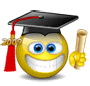 Smiley face with degree emoticon (Graduation Smileys)