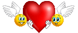 emoticon of Cupids with heart