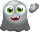 Friendly Ghost Waving emoticon (Hello emoticons)