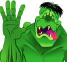 emoticon of Green Monster Waving