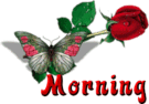 Rose and Butterfly Good Morning animated emoticon