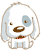 white puppy waving smiley