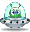 Green Alien Spaceship smiley (Horror Emoticons)