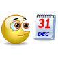 Smiley enters the new year animated emoticon