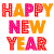 Happy New Year text smiley (New Year Emoticons)