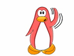 Waving Penguin animated emoticon