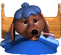 Sick Dog in Bed animated emoticon