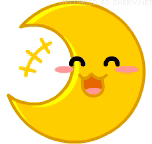cartoon moon giggling emoticon