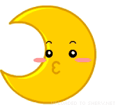 Cartoon Moon Hearts and Kisses smiley (Space emoticons)